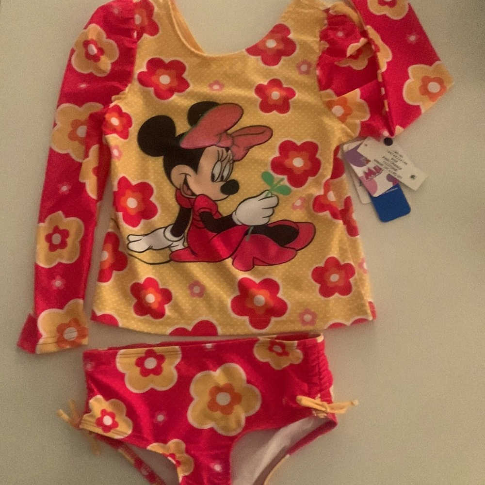 Girls Minnie Mouse 2 piece bathing suit NWT